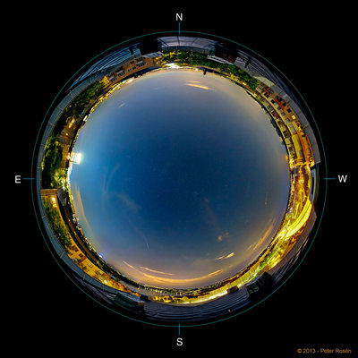 All-sky view over the rooftops of Stockholm