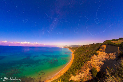 Nightscape at Santa Barbara beach, Corfu, Greece