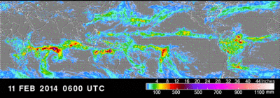 Latest Week of TRMM Global Rainfall Accumulation (NASA)