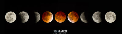 A mosaic showing the progression of the Lunar Eclipse tonight.