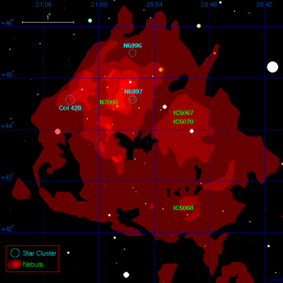 Map nebulae North America and Pelican
