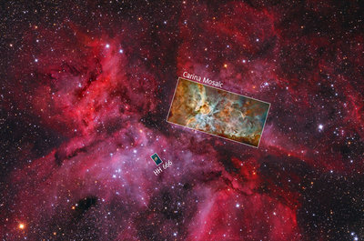 Carina Nebula by Lóránd Fényes with Hubble images and annotations.
