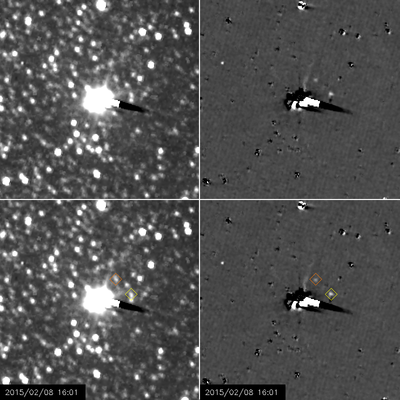 The moons Nix and Hydra are visible in a series of images taken <br />by the New Horizons spacecraft. (Credit: NASA/JHU APL/SwRI)