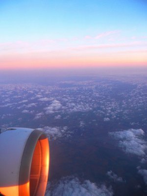 Sunrise from a plane, above Spain
