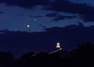 Venus-Jupiter Conjunction above Dingdu Tower_small.jpg