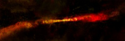 Astronomers at ALMA have imaged the episodic outflow of a young protostar <br />known as CARMA-7. The twin jets — each nearly 1.5 trillion km long — have <br />distinct gaps, revealing that the star is growing by fits-and-starts. Credit: <br />B. Saxton (NRAO/AUI/NSF); A. Plunkett et al.; ALMA (NRAO/ESO/NAOJ)