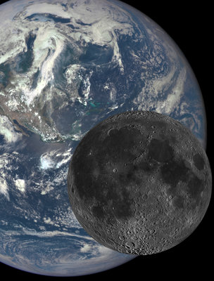Scientists at SwRI combined dynamical, thermal, and chemical <br />Moon formation models to explain key differences between the <br />composition of lunar rocks and the Earth’s. The Moon’s lack of <br />easily vaporized elements provides evidence about how the <br />Earth-Moon system formed 4.5 billion years ago. <br />(Credit: NASA/SwRI)