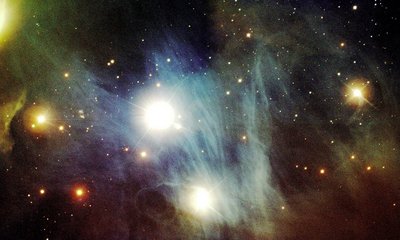 Young stars and nebulosity in Chamaeleon, a constellation visible <br />predominantly in the southern sky. A new study of young (T-Tauri) <br />stars in this region has determined their ages as being between about <br />five - six million years old, as well as determining other properties. <br />Credit: FORS Team, 8.2-meter VLT Antu, ESO <br />http://www.eso.org/public/images/eso9921c/