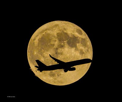 Harvest Moon and an airplane crossing it in Fountain Hills-Arizona.jpg