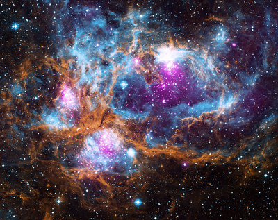 Credits: X-ray (purple): NASA/CXC/PSU/L.Townsley et al; <br />Optical (blue): UKIRT; Infrared (orange): NASA/JPL-Caltech