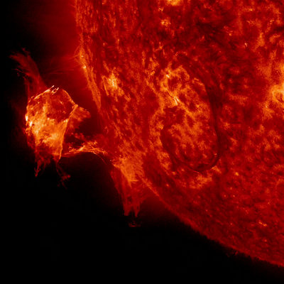 A solar eruption on Sept. 26, 2014, seen by NASA's Solar Dynamics <br />Observatory. If erupted solar material reaches Earth, it can deplete <br />the electrons in the upper atmosphere in some locations while adding <br />electrons in others, disrupting communications either way. Credit: NASA