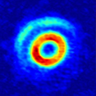 V1247 Orionis, a young, hot star surrounded by a dynamic ring of <br />gas and dust, known as a circumstellar disc.  Credit: Stefan Kraus