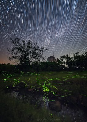 The observatory under the starry sky with beautiful firefly track--likai lin，China_small.jpg