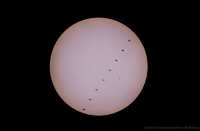 A Composite image of 8 frames of ISS stacked.