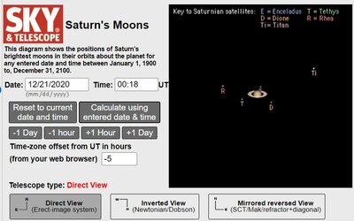 Saturn's Moons at Time of Great Conjunction