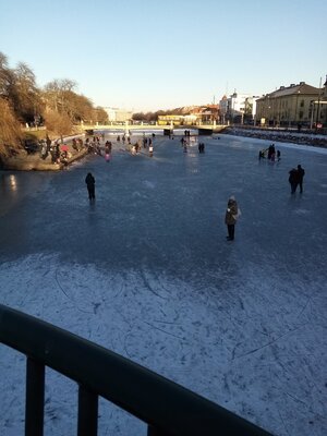 People walking on ice on the canal in Malmö February 13 or 14 2021.jpg