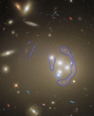 Abell 3827 Cannibal Cluster Gravitational Lens annotated.png