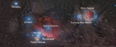 Orions Belt Horsehead Sigma Orionis Orion Nebula Terry Hancock annotated.png