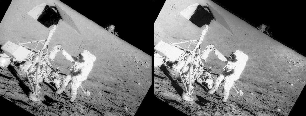Resulting side-by-side (cross-eyed) greyscale stereo image