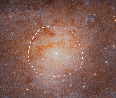 Bright central part of M33 Hubble annotated.png