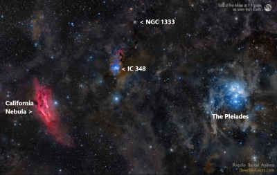 California Nebula the Pleiades IC 348 and NGC 1333 annotated Rogelio Bernal Andreo.png