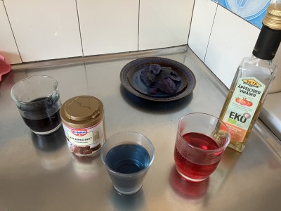 Diluted red cabbage water with baking soda and cabbage water with vinegar.jpg