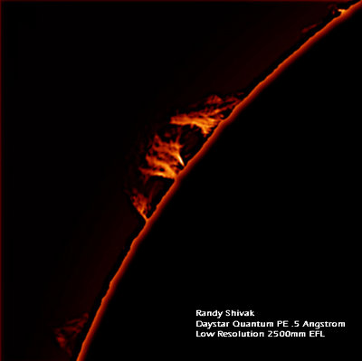 On the other side of the sun was this group of prominences.