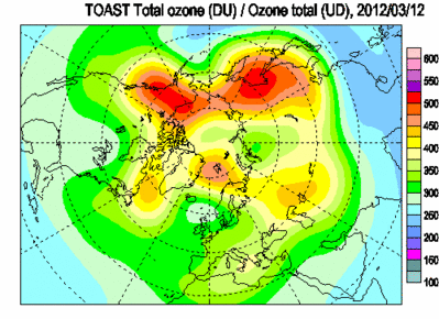 TOAST Ozone map: March 12, 2012