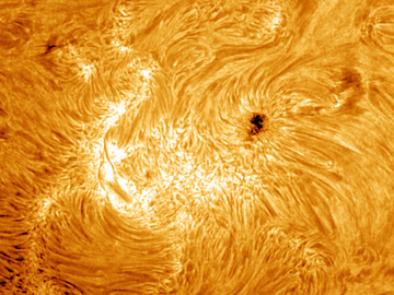 Sunspot group 1433 as seen under hign magnification in Hydrogen Alpha light.