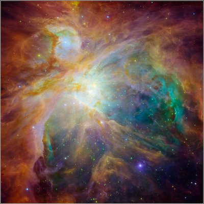 Chaos at the Heart of Orion (ssc2006-21a) <br />Credit: NASA/JPL-Caltech/T.Megeath (Univ of Toledo) &amp; M.Robberto (STScI)