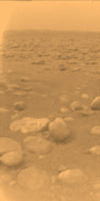 First Color View of Titan's Surface<br />Credit: NASA/JPL/ESA/Univ of Arizona