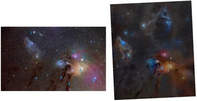 Rho Ophiuchi Region - Two Views