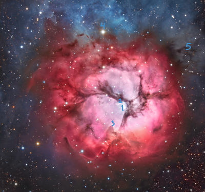 Trifid nebula Mike Selby annotated.png