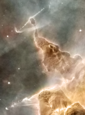 Dust pillar with star formation in the Carina Nebula Hubble.png