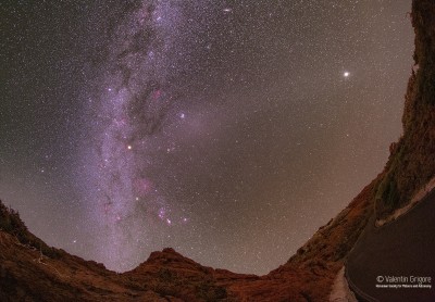 Gegenschein and zodiacal light (with Jupiter- right and Mars - left), Roque de los Muchacos Observatory, La Palma, Canary Islands, November 19, 2022.