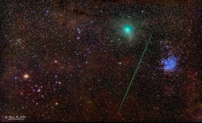 Comet 46P Wirtanen The Pleiades The Hyades a Meteor and Interstellar Dust Roger Clark.png