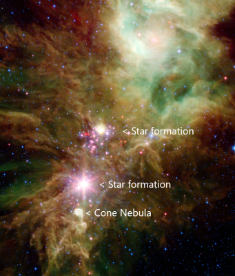 Christmas Cluster in infrared annotated NASA JPL Caltech.png