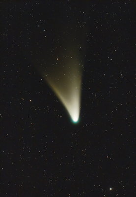 Comet PanSTARRS on Feb 16, 2013, imaged from Mercedes, Buenos Aires, Argentina. Processed to fix stars in the background.